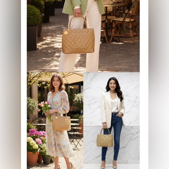 Chanel Medallion Tote Beige Caviar Gold HW - Picture 10 of 10